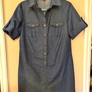 Sharagano size 8 denim button up dress